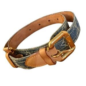 Louis Vuitton Monogram Denim Belt 80 32 Vintage 2006 LV Jean Belt COA